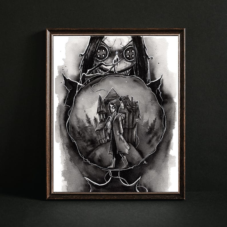 Coraline Other Mother Print, Gothic Gifts, Spooky Art Prints, Halloween Lover, Fan Artwork image 4