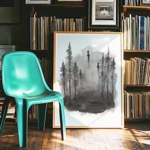 Ghosts Dark Art Druck, gruselige Grafik, Paranormal Dekor, Tuschemalerei, Gothic Horror Drucke, Geist Illustration