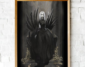 The Empress Tarot Art Print, Divination, Expressive Artwork, Spooky Paintings, Dark Aesthetic