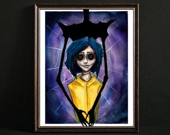 Coraline Jones Druck, Andere Mutter Gothic Wandkunst, Animierte Horrorfilme