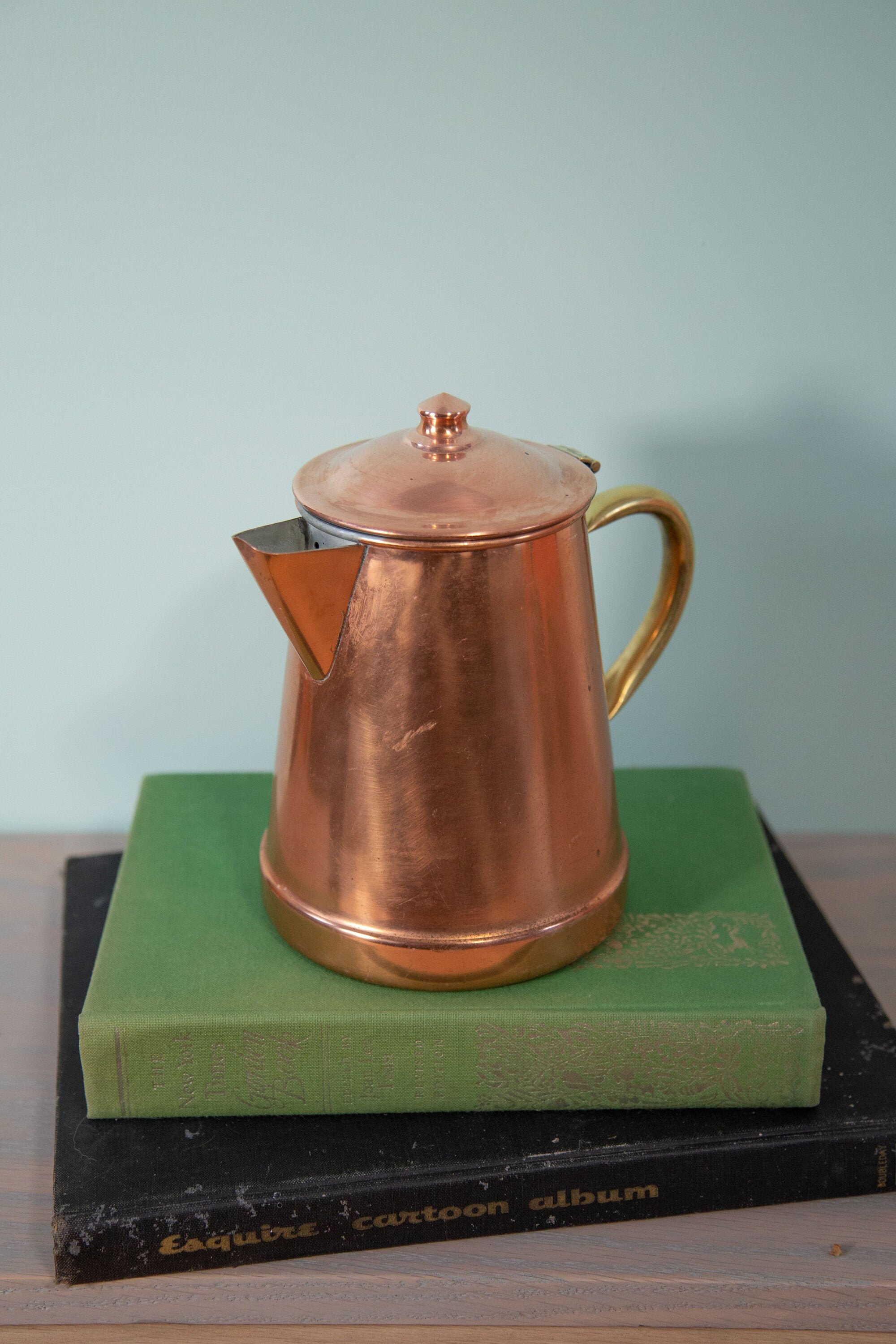 Vintage Copper and Brass Coffee Pot or Tea Pot - Tagus