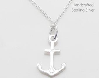 Sea Anchor Charm and Chain 925 Sterling Silver, Nautical Necklace, Layered Necklace, Protection, Birthday Gift, Simple Necklace