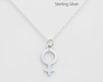 Feministische Halskette 925 Sterling Silber, Venus Symbol, Layered Halskette, Freundschaft, Alltagsschmuck, Girl Power, Gleichstellung der Geschlechter, einfach