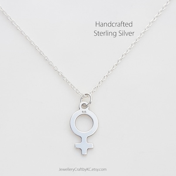 Feministische Halskette 925 Sterling Silber, Venus Symbol, Layered Halskette, Freundschaft, Alltagsschmuck, Girl Power, Gleichstellung der Geschlechter, einfach