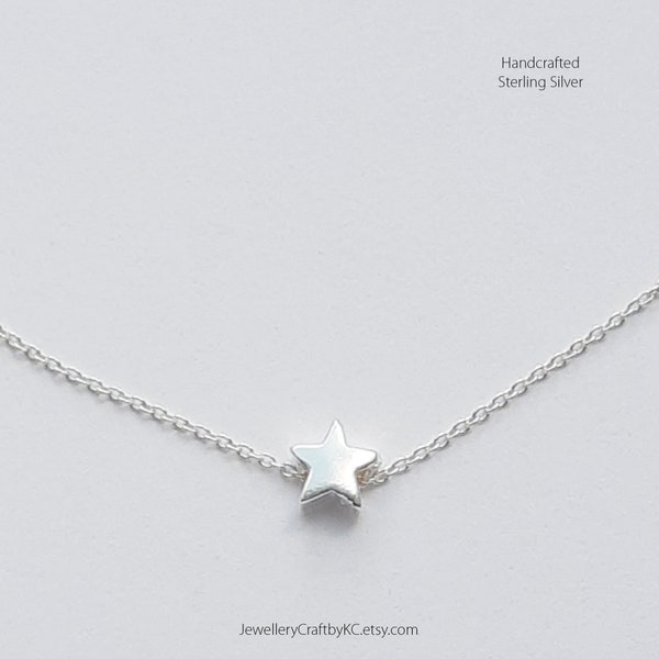 Star Drop Necklace 925 Sterling Silver, Dainty Star Necklace, Layered Necklace, Friendship, Everyday Jewelry, Simple Necklace, Birthday Gift