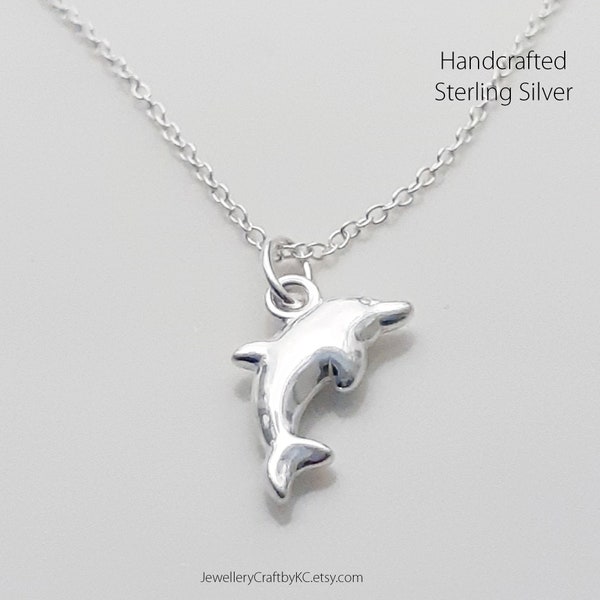 Delfin Anhänger und Kette 925 Sterling Silber, Delfin Halskette, Layered Halskette, Ocean Lover, Schmuck für den Alltag, Einfache Halskette, 3D