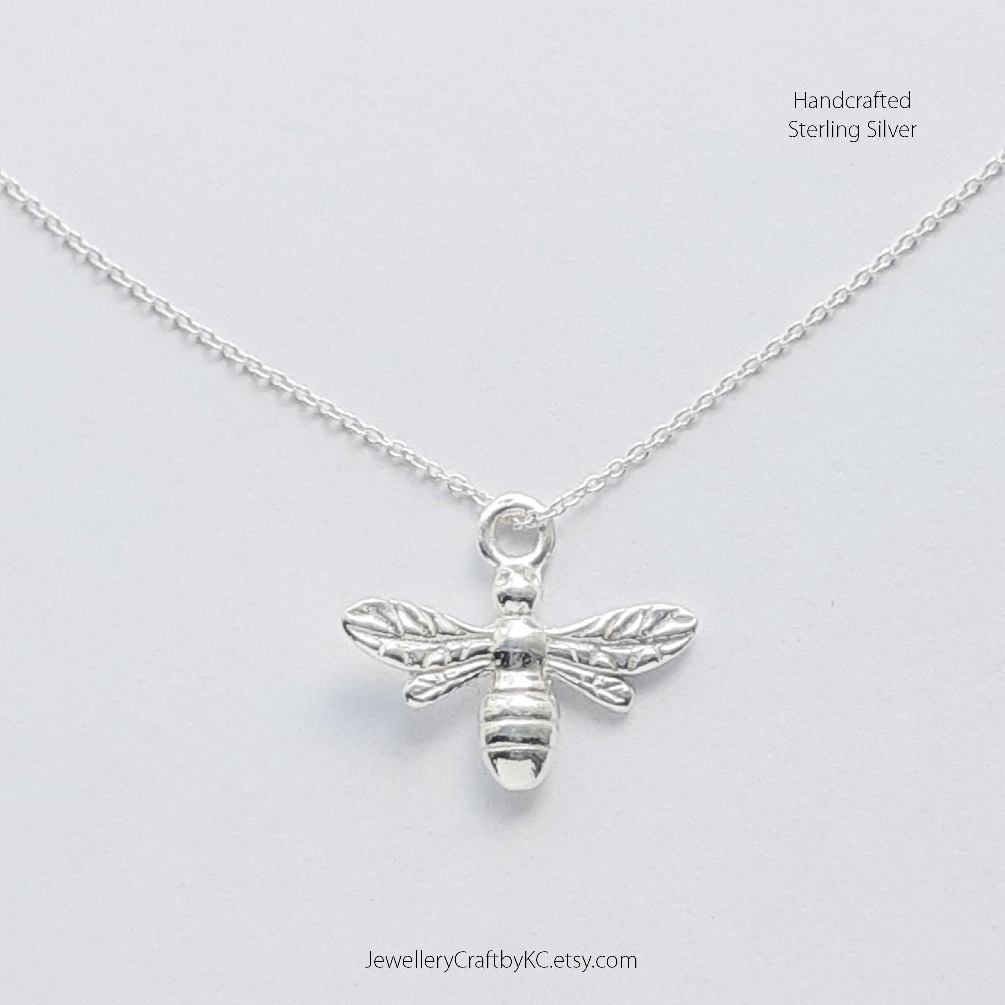 Honey Bee Charm and Chain 925 Sterling Silver, Honey Bee Necklace, La…