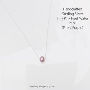 Tiny Pink Freshwater Pearl Sterling Silver Necklace, Pink Pearl Necklace, Bridesmaid Gift, Everyday Jewelry,  Minimalist, Endless love