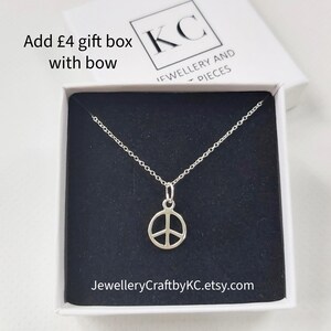 Peace Symbol Necklace 100% Solid 925 Sterling Silver, Handcrafted dainty Love and Peace Jewellery image 3