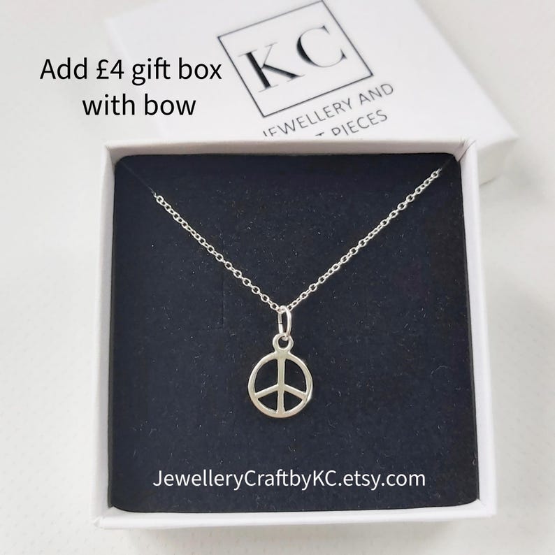 Peace Symbol Necklace 100% Solid 925 Sterling Silver, Handcrafted dainty Love and Peace Jewellery image 3