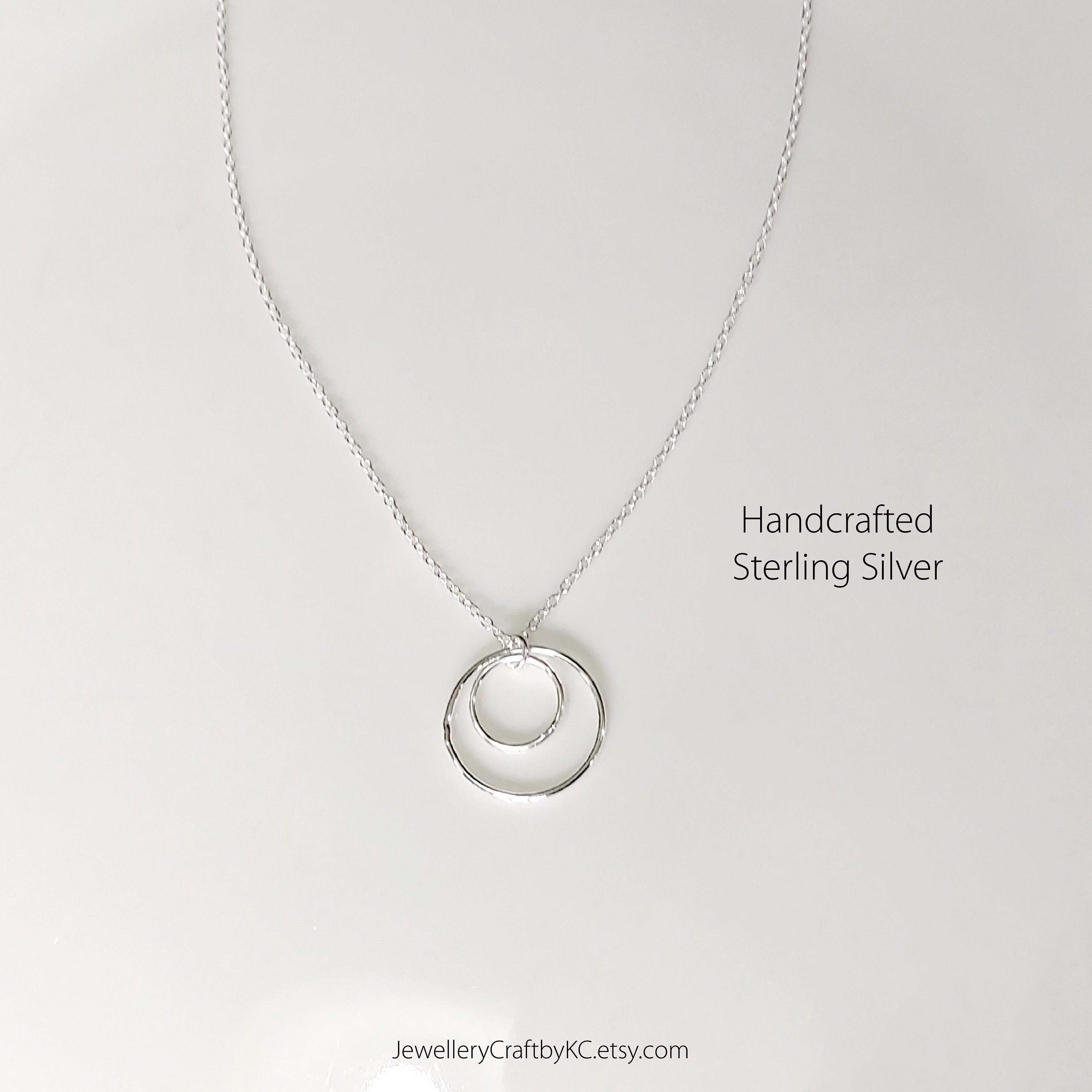 Two Circle of Love Necklace 925 Sterling Silver Double Circle Etsy