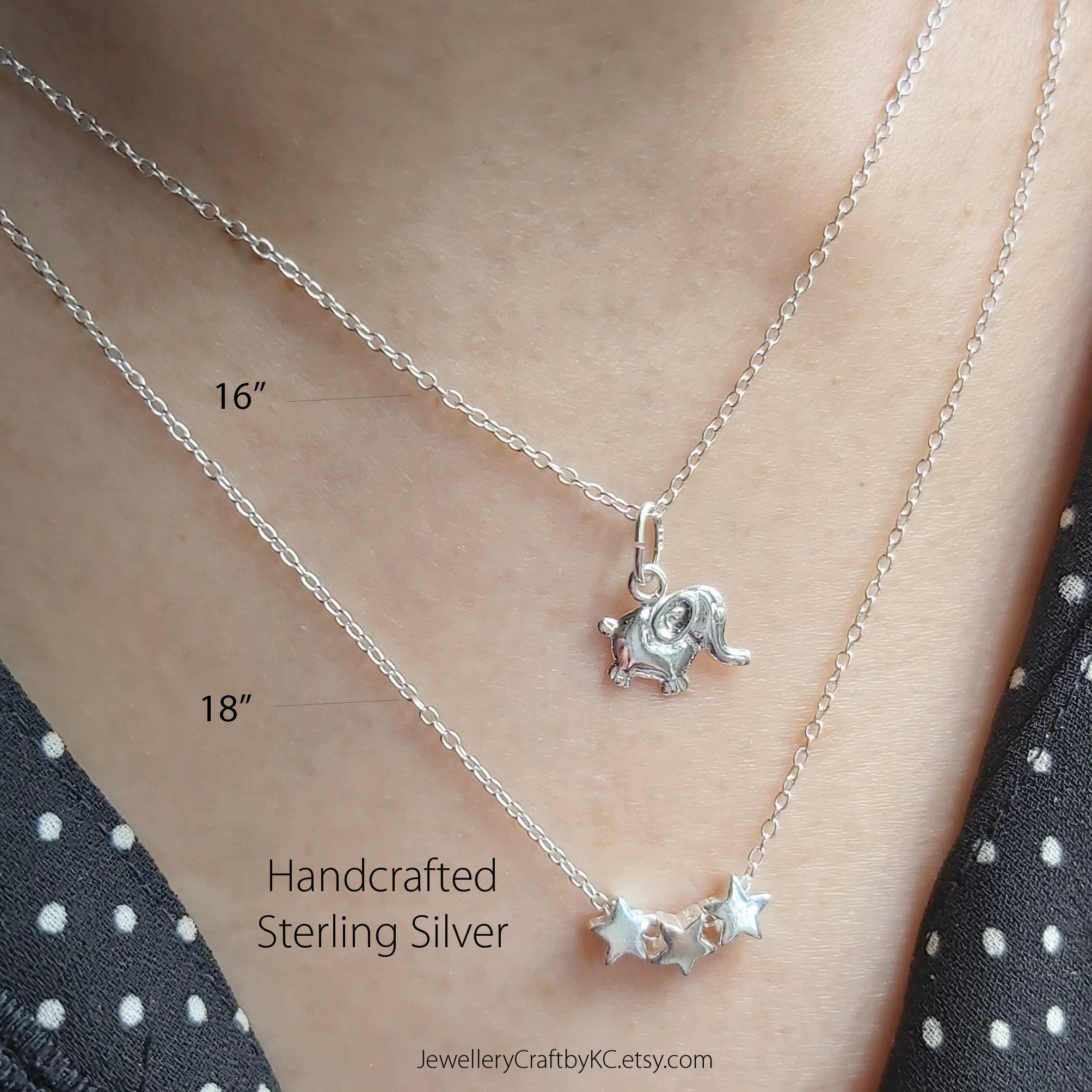 Collana in argento sterling con elefante: ciondolo amante degli animali (26 mm) - Italia