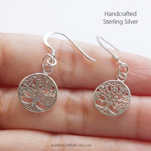 Life Tree Dangle Earrings 100% Solid 925 Sterling Silver, Handcrafted dainty Spiritual Jewellery