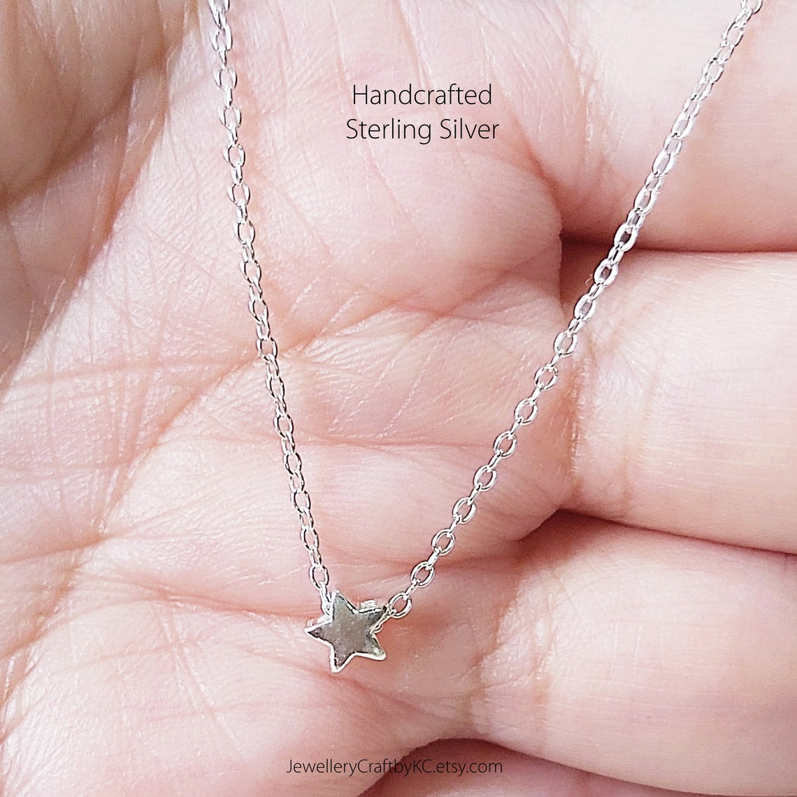Star Drop Necklace 925 Sterling Silver Dainty Star Necklace Etsy