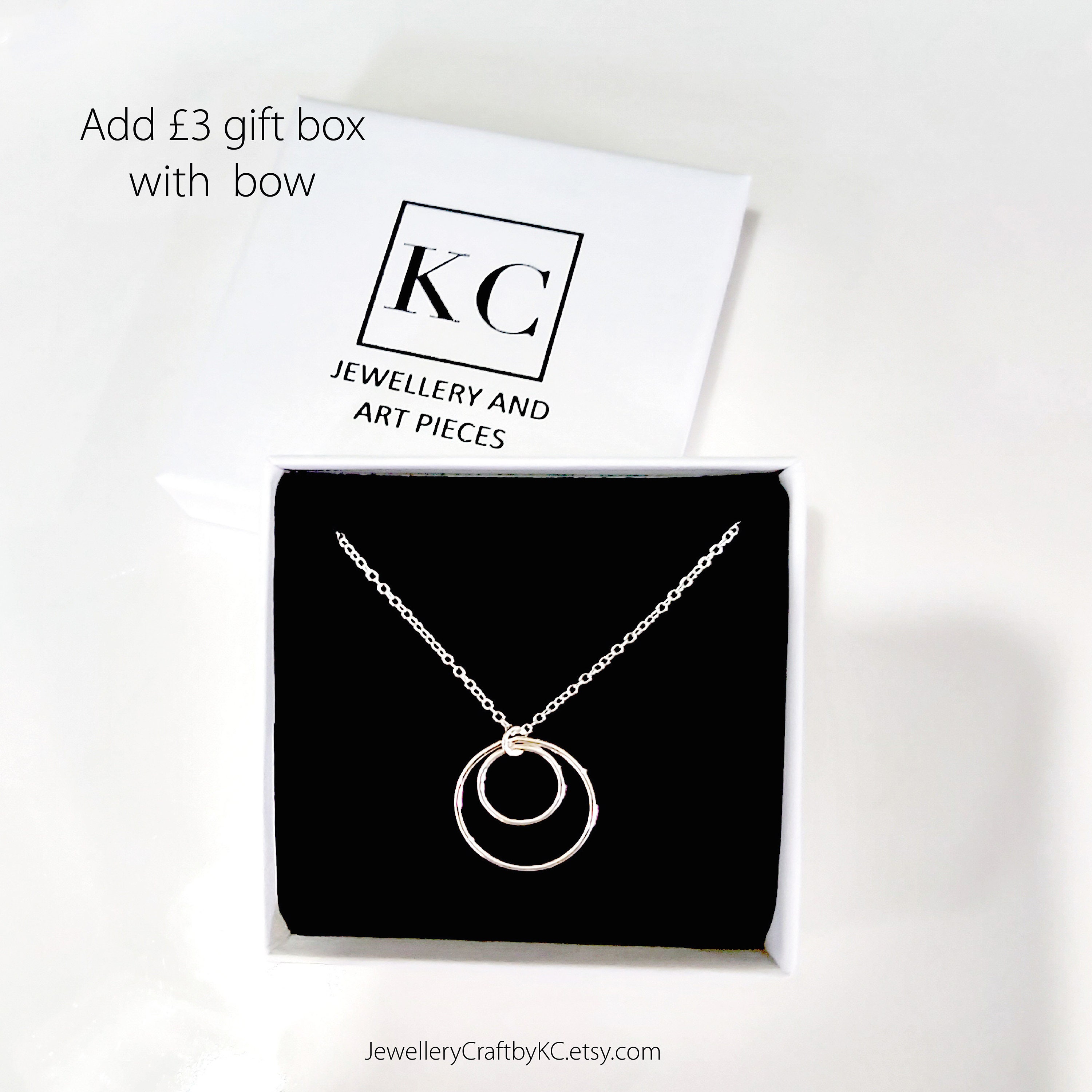 Two Circle of Love Necklace 925 Sterling Silver Double Circle Etsy