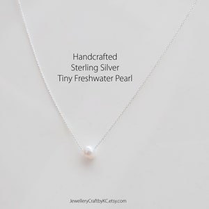 Tiny Freshwater Pearl Sterling Silver Necklace, Pearl Necklace, Bridesmaid Gift, Everyday Jewelry, Delicate Necklace, Wedding, Endless love