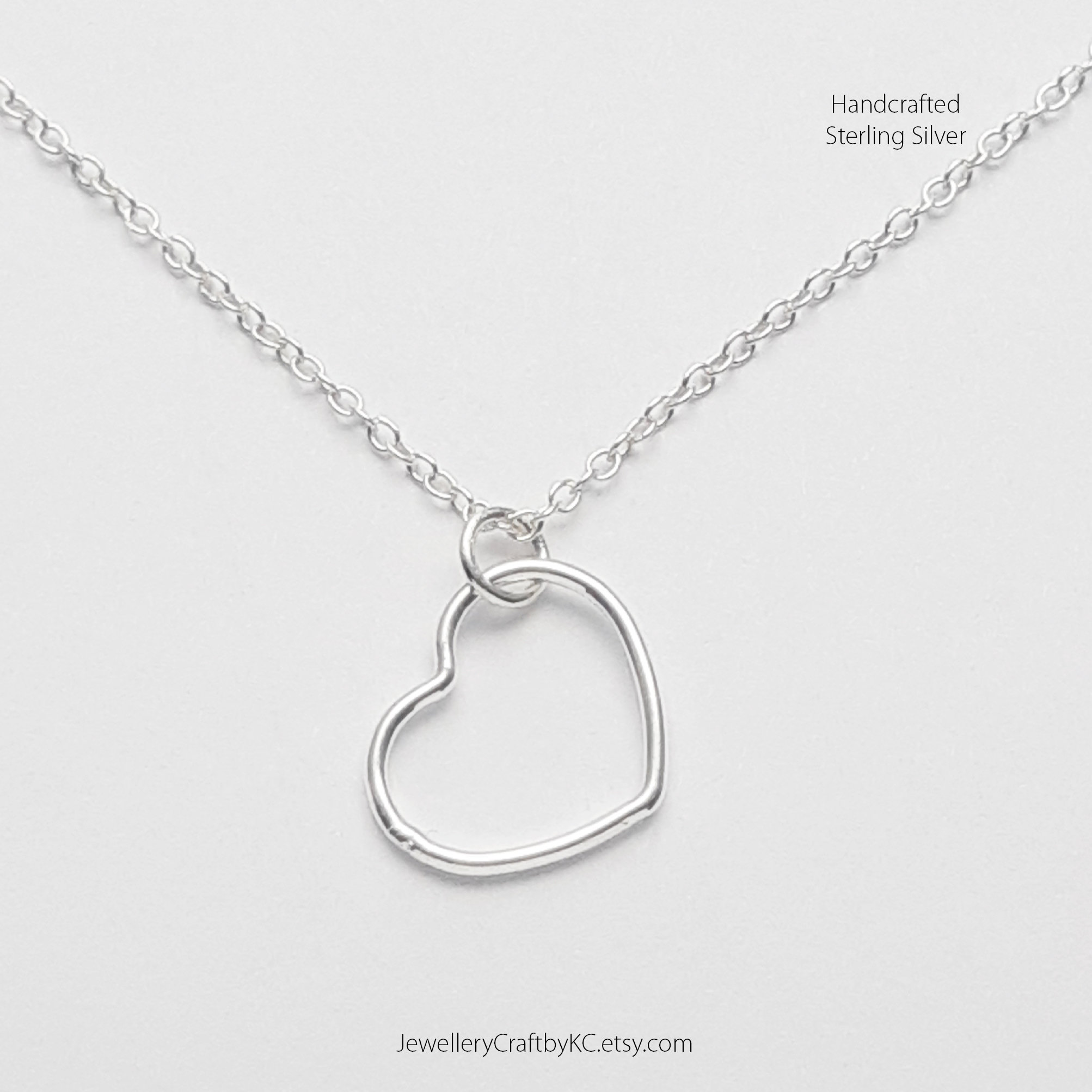 Open Heart Charm and Chain 925 Sterling Silver, Heart Necklace, Layer…