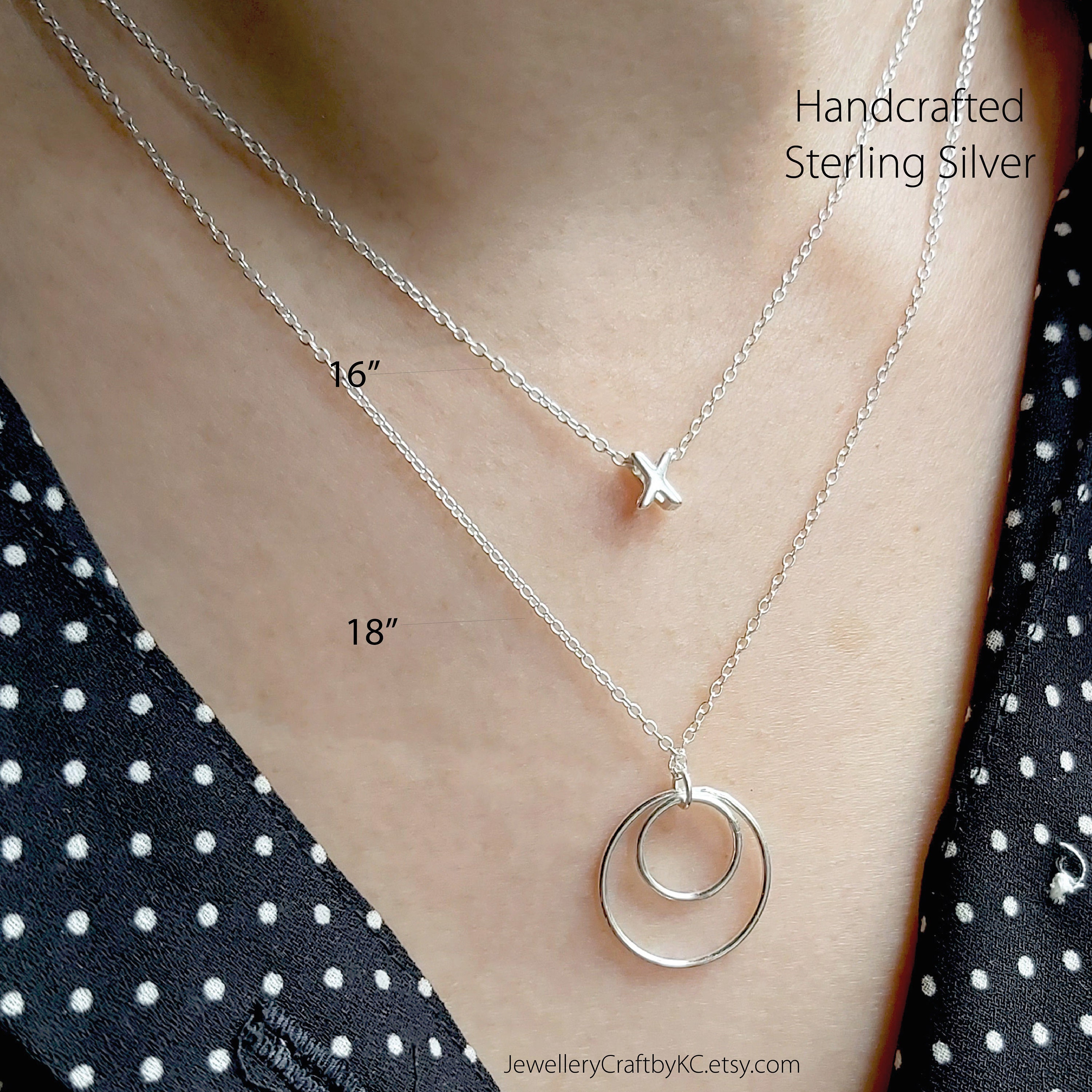 Two Circle of Love Necklace 925 Sterling Silver Double Circle Etsy