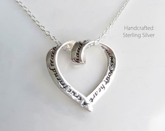 Belle breloque coeur et chaîne en argent sterling 925, collier Trust Good Heart, collier superposé, cadeau unique, collier unique simple