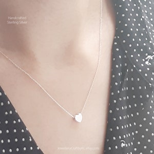 925 Sterling Silver Floating Heart Pendant Necklace – Choose Chain Length 16-20" – Handmade
