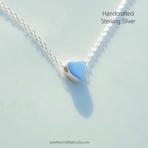 Heart Necklace, 100% Solid 925 Sterling Silver, Floating Heart along the chain, Handcrafted dainty Jewellery