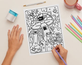 Psychedelic Coloring Page for Adults: Trippy Stress Relieving Art For Stoners -- Page 3 (PERSONAL USE ONLY!)