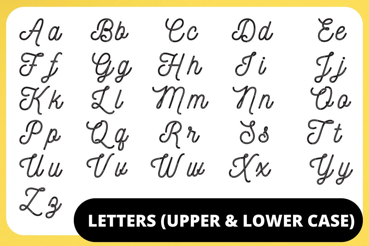 KDP / Cursive Handwriting Elements Svg Cartas y Números 31 | Etsy