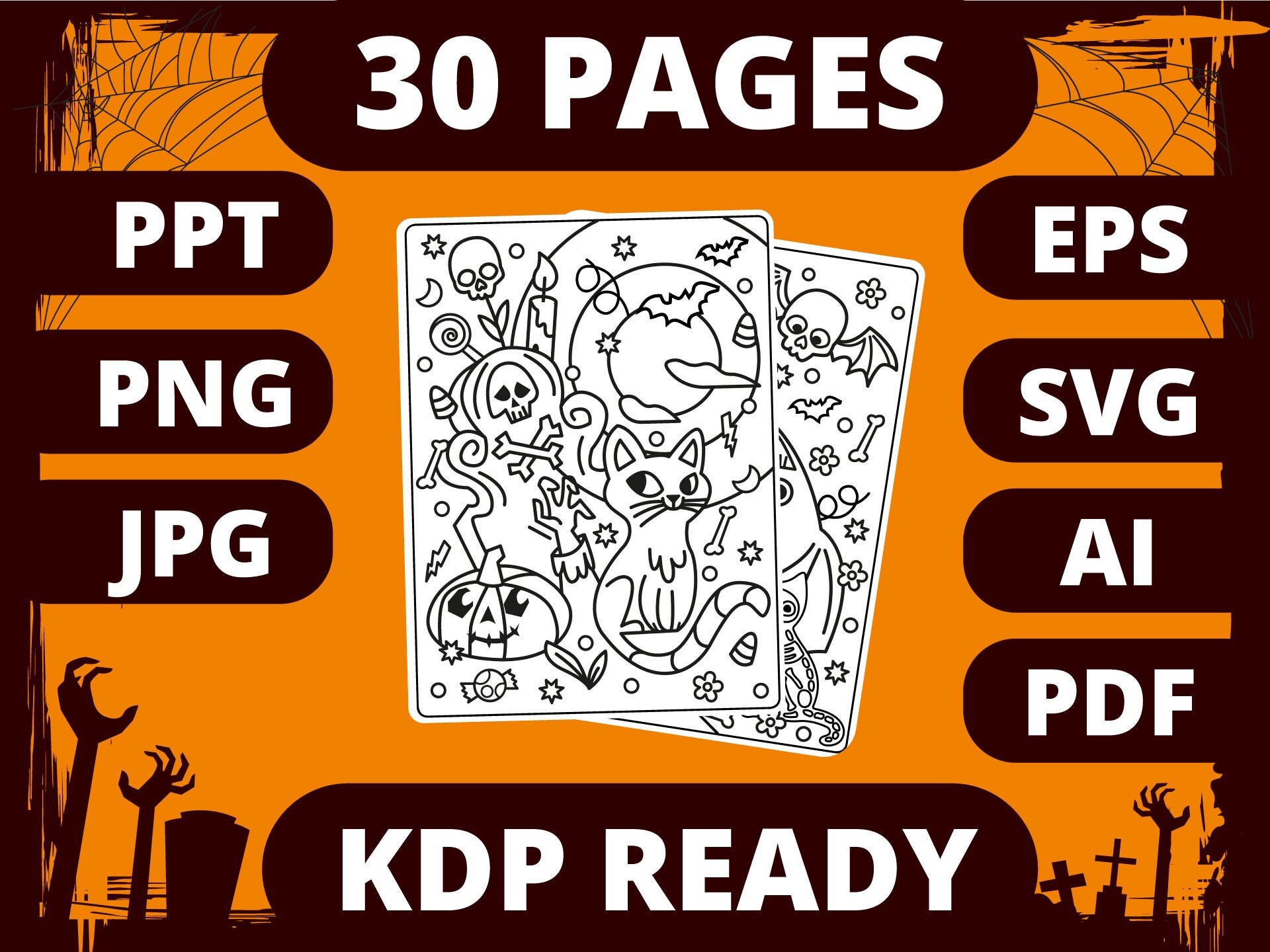 Download Kdp Halloween Coloring Book For Kids Etsy