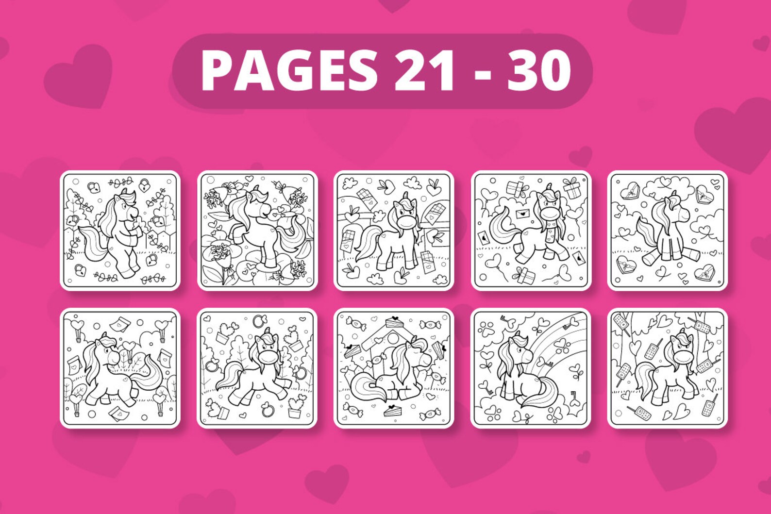 Download KDP Valentines Day Unicorn Coloring Book | Etsy