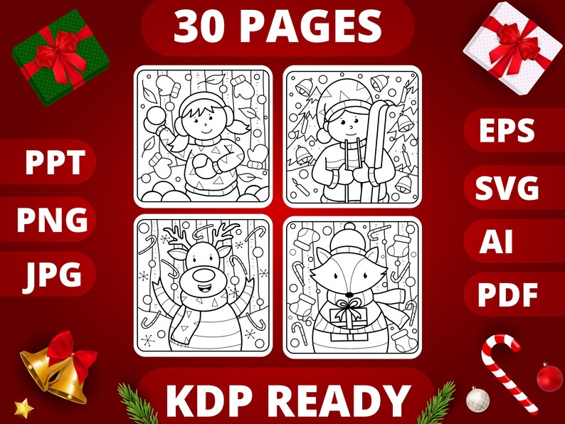 Download KDP Christmas Coloring Book for Kids | Etsy