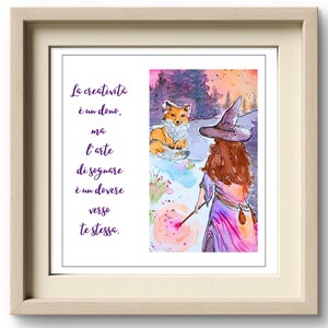 Streghetta e volpe con frase personalizzabile