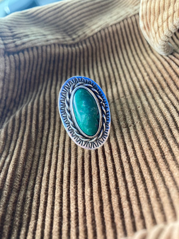 Vintage Sterling Green Turquoise Ring