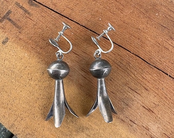 Vintage Sterling Squash Blossom Earrings