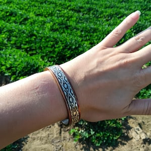 Navajo Sterling Copper Stamped Cuff Signed
