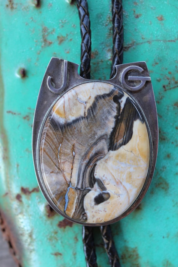 Large Vintage Jasper Bolo Tie