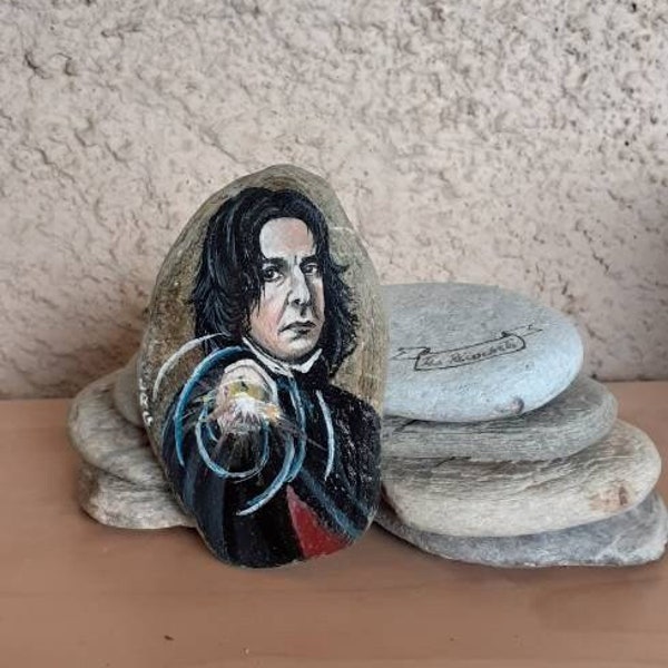 Professor Snape - Harry Potter painted on natural pebble - gift idea for birthday and holidays - home decor - fanart - original film decoration