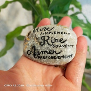 Painted pebble, quote - laughter - love - paperweight - pebble painting - home decor - gift idea - birthday - Christmas - holidays