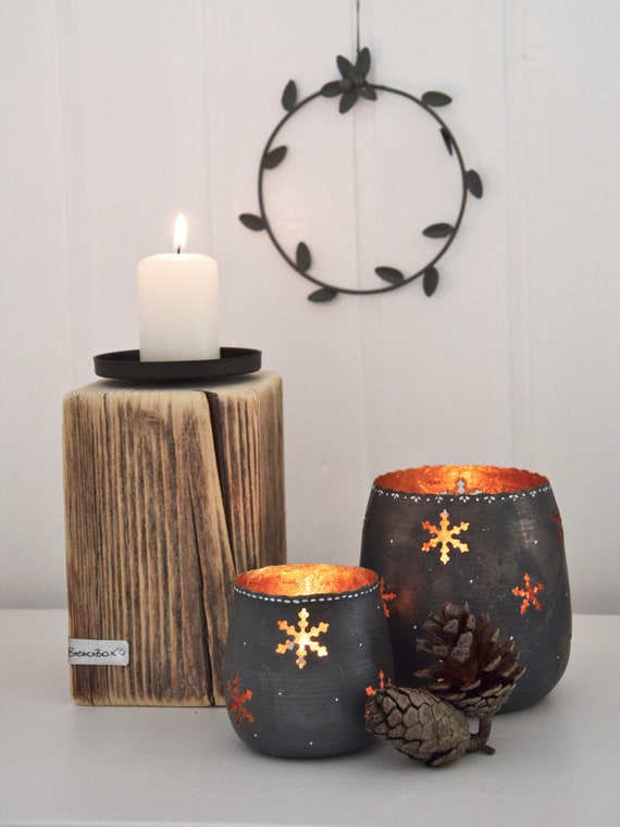Wooden Candlestick Candle Holder 16.5cm Tall Decorate Table Personalised Craft