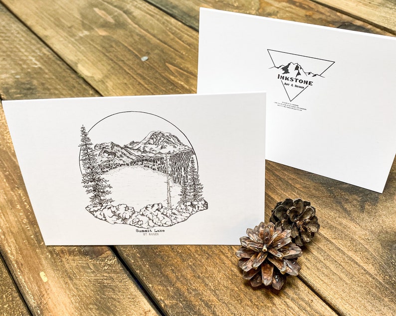 Cartes de vœux 4x6 Ensemble de 3 Illustrations originales du Mont Rainier image 4