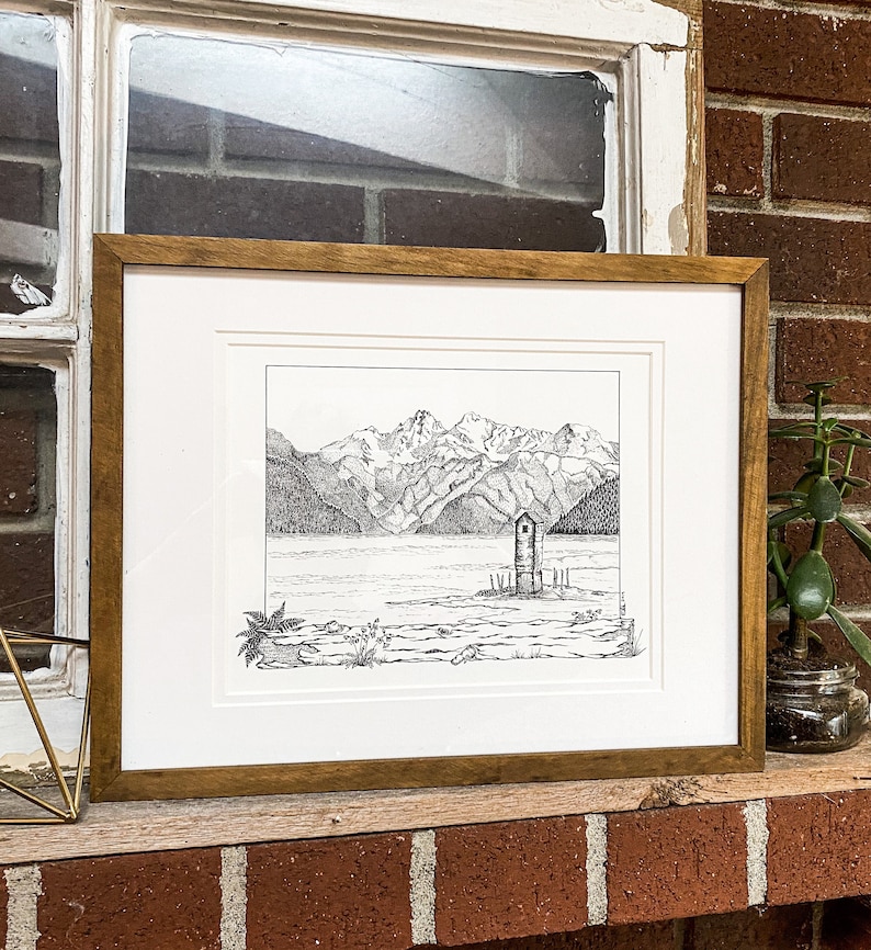 Original Pen /& Ink Archival Print The Pump House Alaska Boundary Ranges Juneau