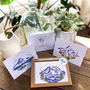 Jeu de 3 cartes - Cascade Mountains - Aquarelle originale - Mont Rainier - Mont Rainier Baker-Mt. Capuche