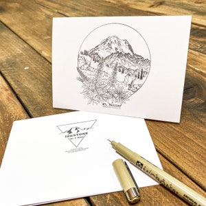 Cartes de vœux 4x6 Ensemble de 3 Illustrations originales du Mont Rainier image 2