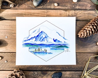 Mt. Baker and Salish Sea — Original Watercolor Art Print