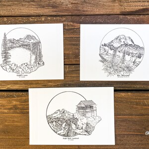 4x6 Greeting Cards Set of 3 Original Mt Rainier Illustrations image 5