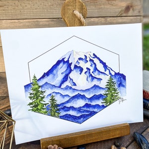 Mt. Rainier Original Watercolor Print Archival Quality Mount Rainier image 3