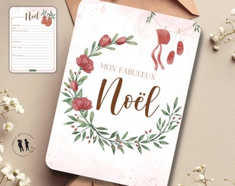 Carte étape "Mon fabuleux Noël" - mon premier Noël - Carte de noël recto-verso personnalisée