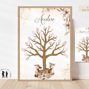 Árbol con huellas para personalizar gama - cartel nacimiento, bautizos, cumpleaños - cartel mixto niño y bebé - PDF o impreso