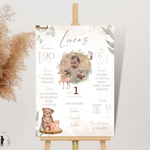 Personalized forest birthday poster - mixed child and baby photo poster - Pdf or printed