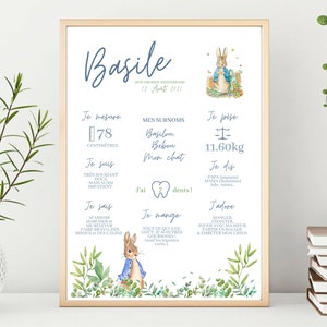Personalizado cumpleaños Naturaleza Cartel Acuarela Conejo / PDF o Cartel Impreso / Cartel de bebé / Personalizable / Peter Rabbit