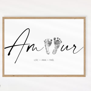 Impresiones personalizadas de pies de bebé de póster de amor familiar - minimalista
